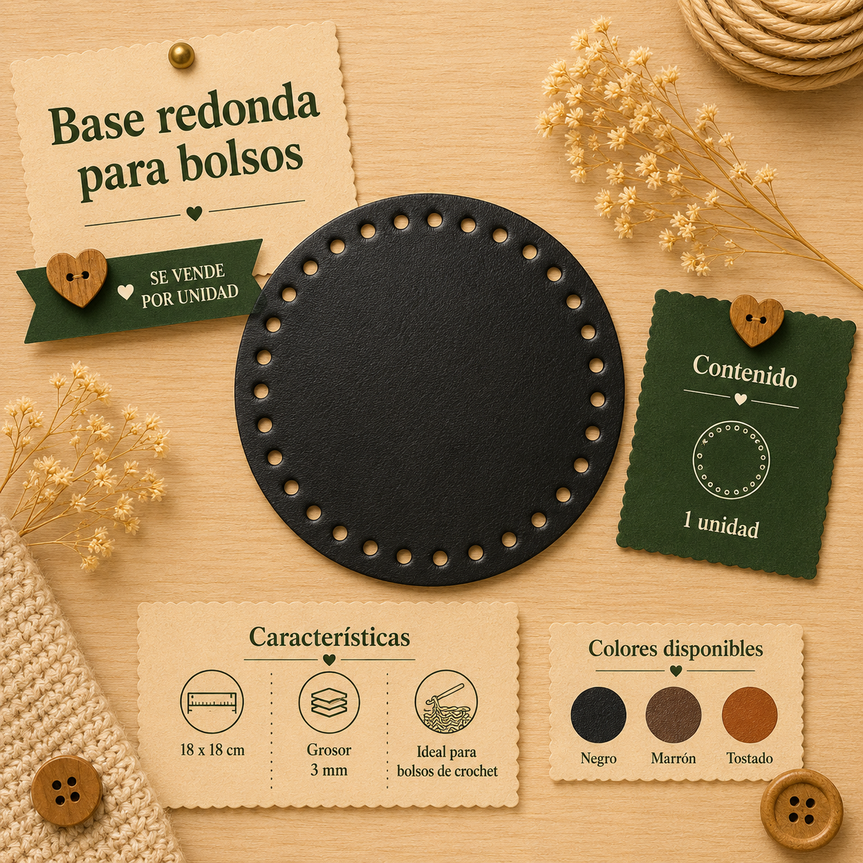 BASE REDONDA BOLSOS