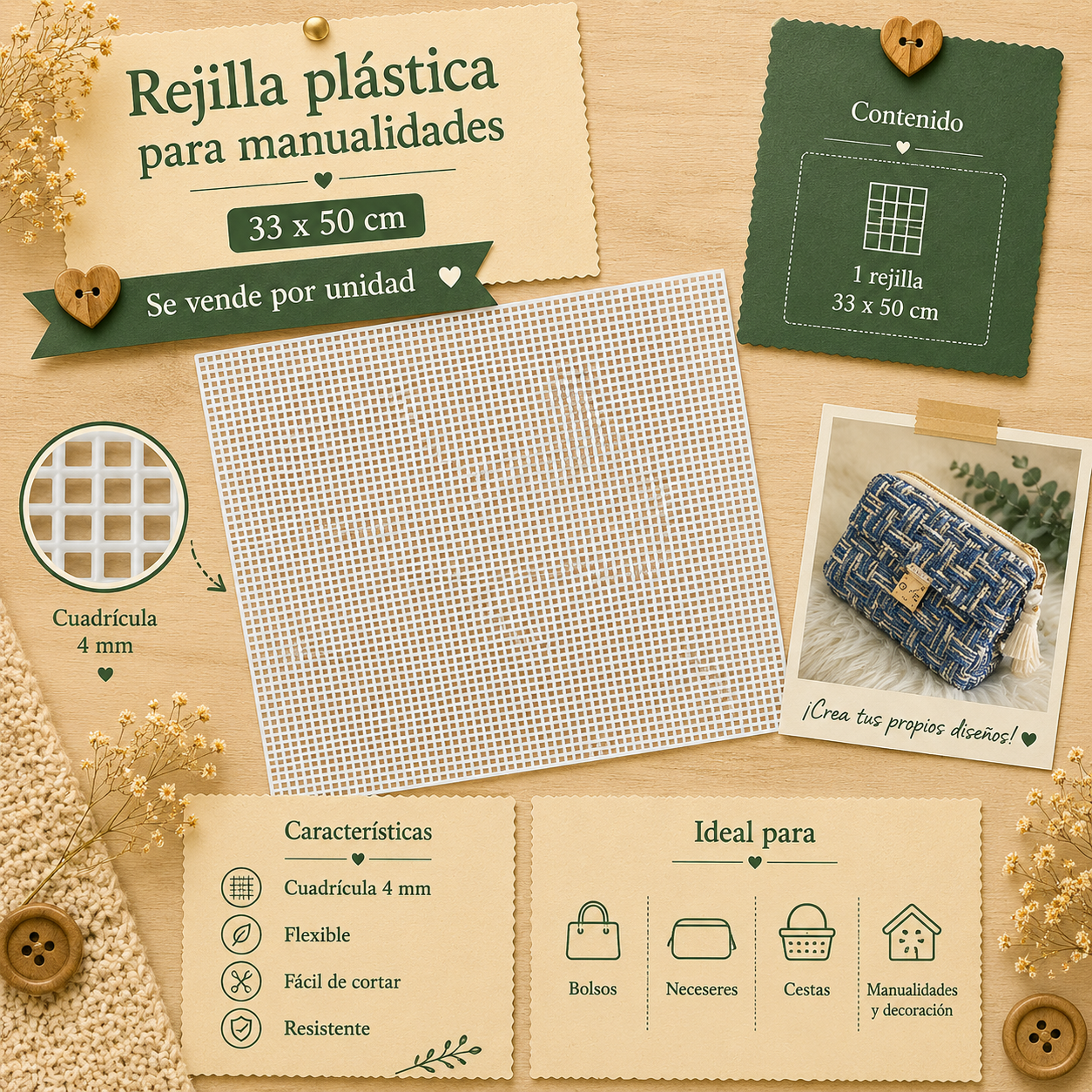 MALLA PLASTICO MANUALIDADES