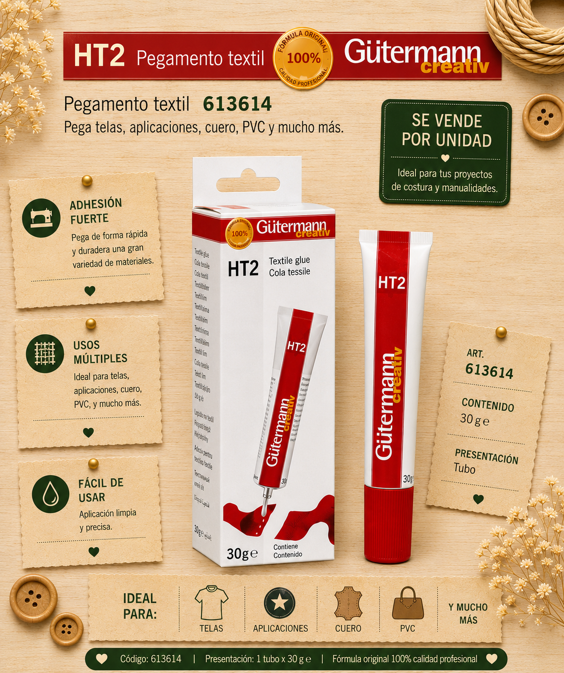 PEGAMENTO TEXTIL GUTERMAN