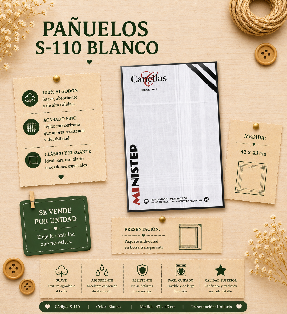 PAÑUELOS ALGODÓN