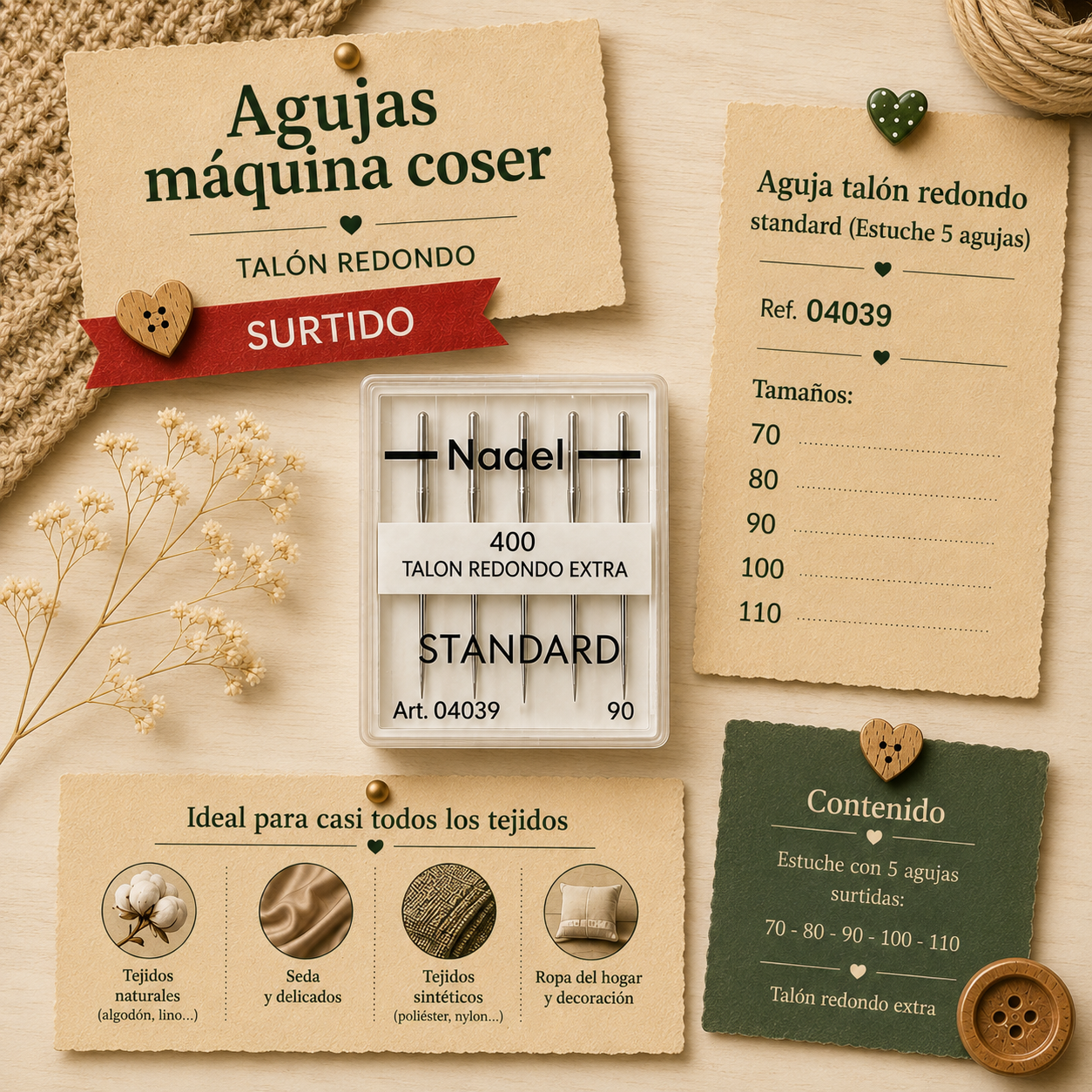 AGUJAS MAQUINA DE COSER TALON REDONDO