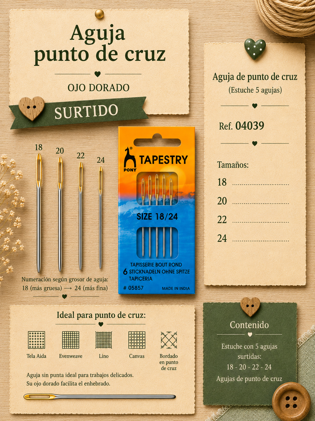 AGUJAS PUNTO DE CRUZ