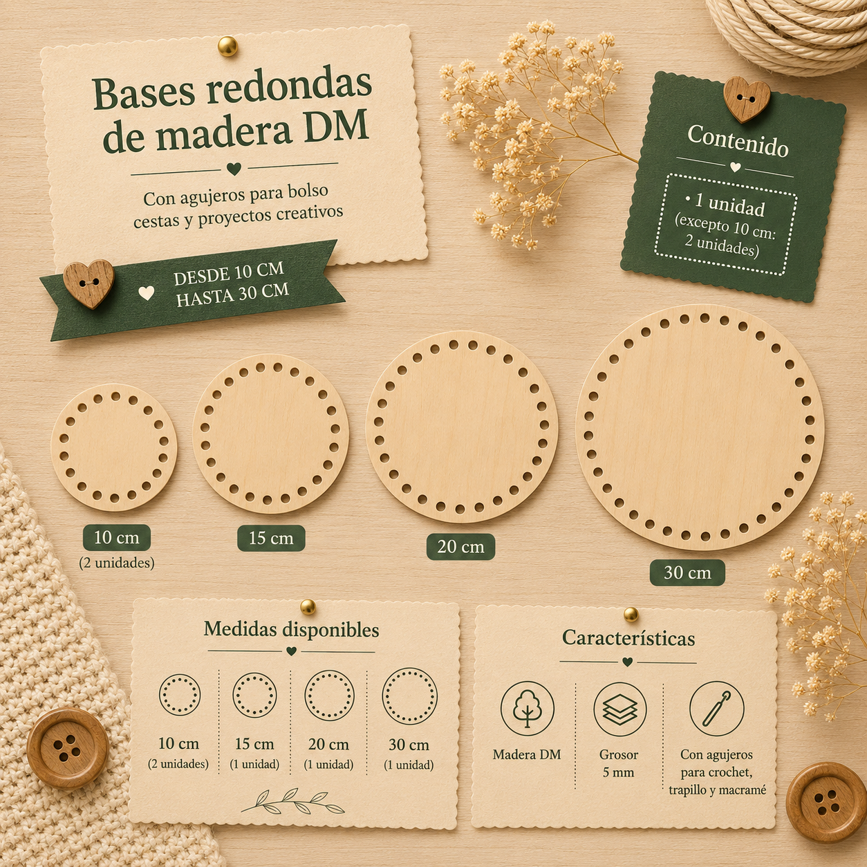 BASE PARA BOLSOS MADERA